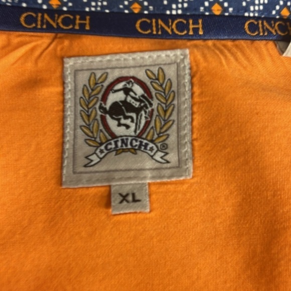 Cinch Men's Button-Down Western Dressy Shirt Solid Orange Size XL Collared - Picture 11 of 12